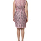 Pink Floral Lace Sleeveless Sheath Dress