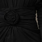 Black Wool Long Sleeves Sheath Midi Dress