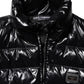 Black Logo Plaque Full Zip Puffer Jacket