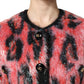 Red Mohair Wool Button Down Cardigan Sweater