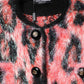 Red Mohair Wool Button Down Cardigan Sweater