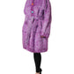 Purple Button Embellished Trench Coat Jacket