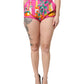 Pink Printed High Waist Hot Pants Shorts