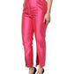 Pink Silk High Waist Tapered Pants