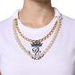 White Chain Pearl Cotton Round Neck T-shirt