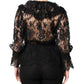 Black Cotton Floral Lace Women Blouse Top