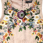 Beige Floral Embroidery Sleeveless Tank Top