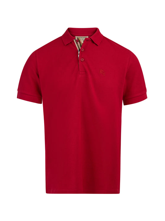 Red Cotton Collared Polo Shirt
