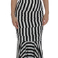 Chic Black & White Striped Silk Dress