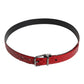 Red Exotic Leather Brass Metal Buckle Belt