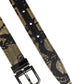 Multicolor Jacquard Leather Metal Buckle Belt
