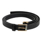 Black Classic Gold Metal Logo Buckle Belt
