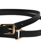 Black Classic Gold Metal Logo Buckle Belt