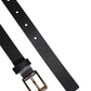 Black Classic Gold Metal Logo Buckle Belt