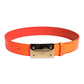 Orange Gold Tone Metal Logo Buckle Belt