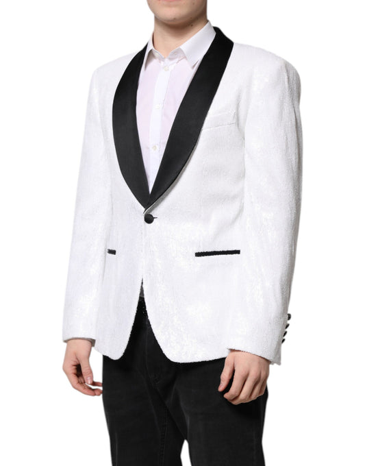 White Nylon Single Breasted Coat Blazer