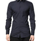 Dark Blue GOLD Cotton Dress Formal Shirt
