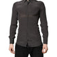 Dark Gray Silk GOLD Dress Formal Shirt