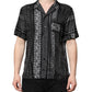 Black Silk Floral Print Short Sleeves Shirt
