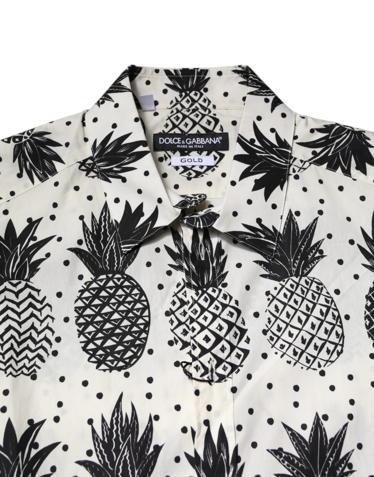 White Pineapple Print Long Sleeve GOLD Shirt