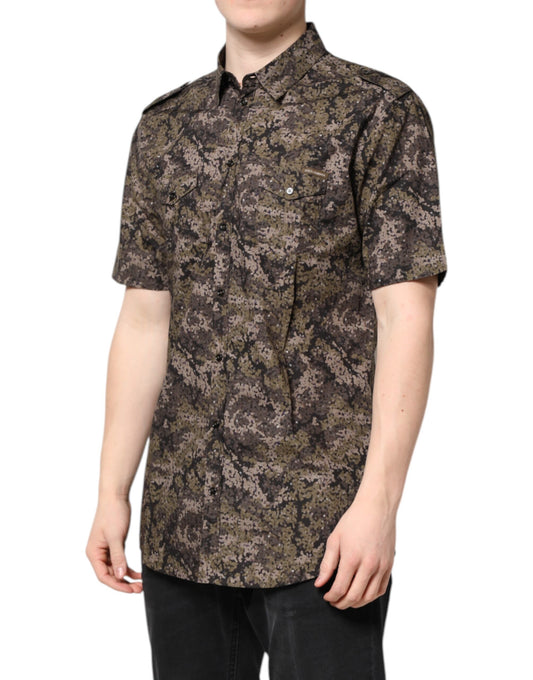 Multicolor Camouflage Button Down GOLD Shirt
