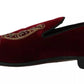 Bordeaux Velvet Loafers Gun Horseshoe Shoes