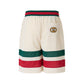 Cream polyester  Logo Shorts