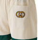Cream polyester  Logo Shorts