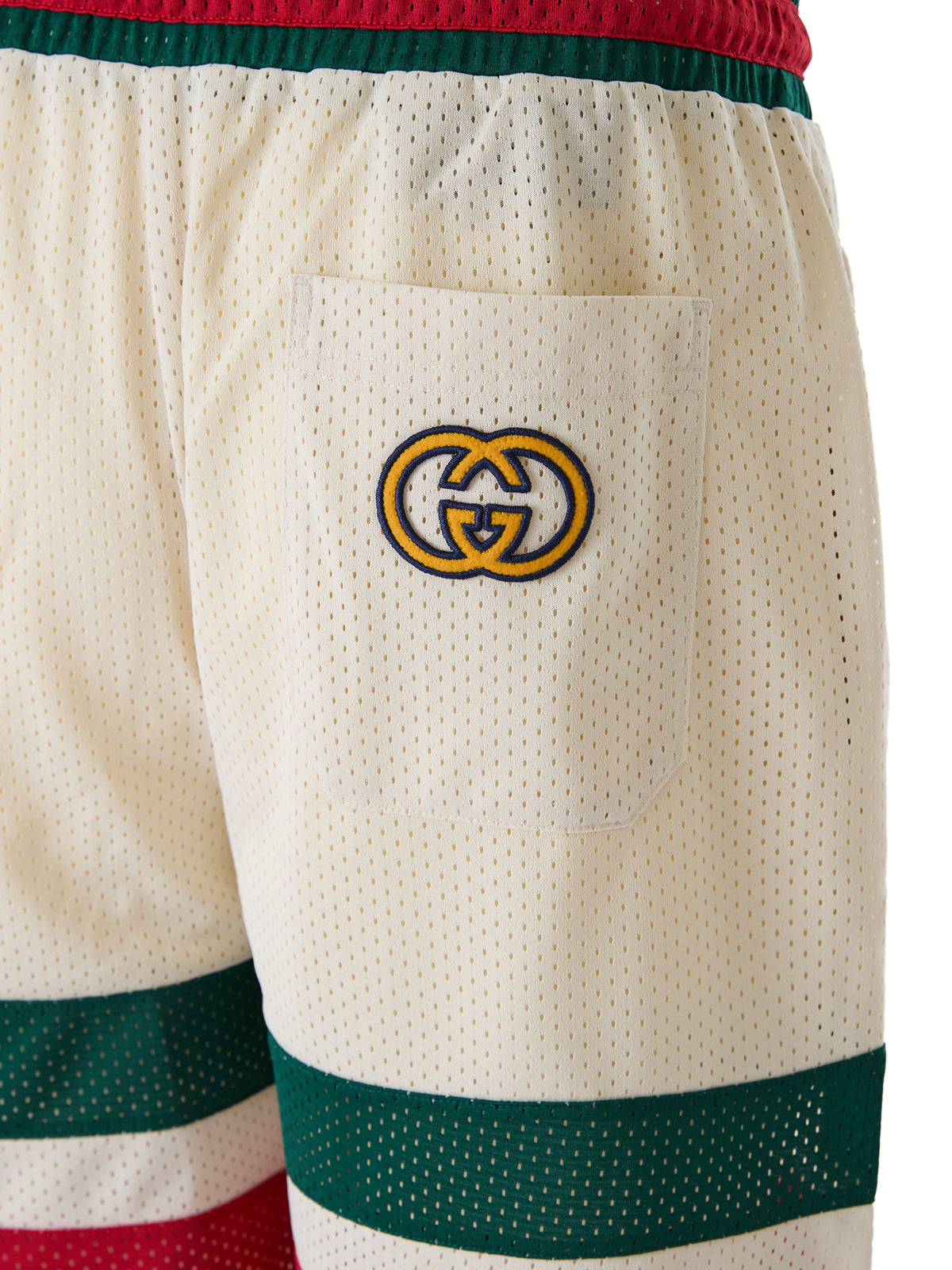 Cream polyester  Logo Shorts
