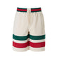 Cream polyester  Logo Shorts