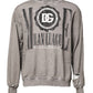 Gray Logo Print Crew Neck Pullover Sweater