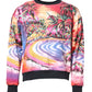 Multicolor Print Crew Neck Pullover Sweater