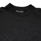 Black Embroidered Crew Neck Pullover Sweater