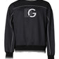Black Logo Polyester Crew Neck Men Pullover Sweater