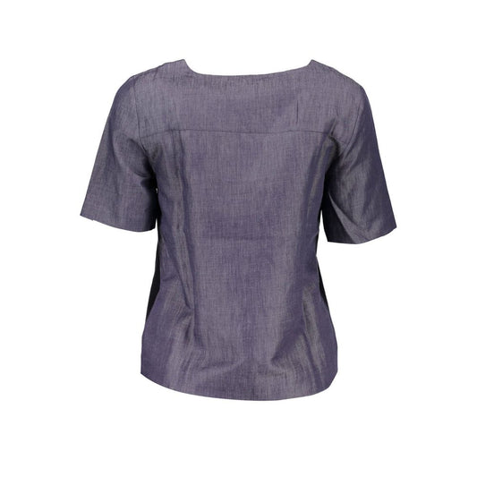 Blue Cotton Women T-Shirt