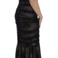 Elegant Black Floral Bodycon Maxi Dress