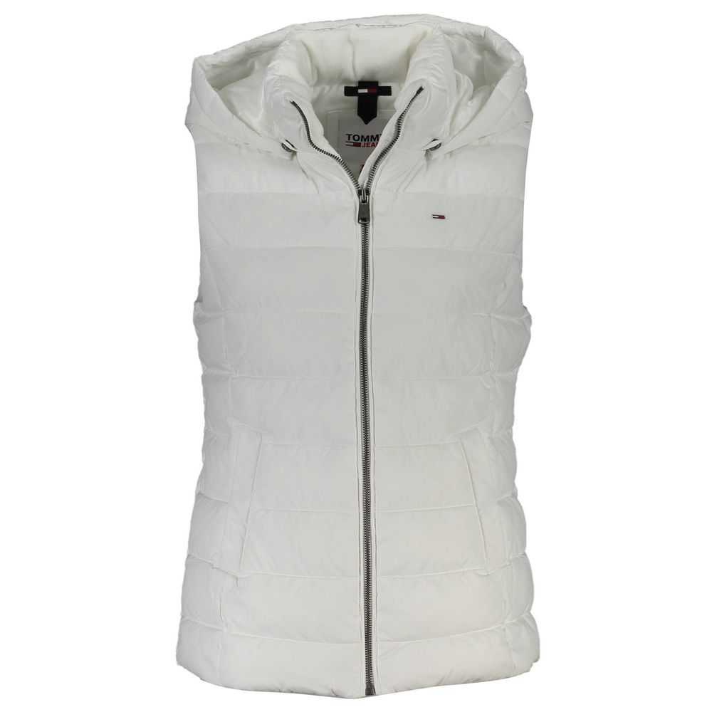 White Polyester Sleveless Jacket