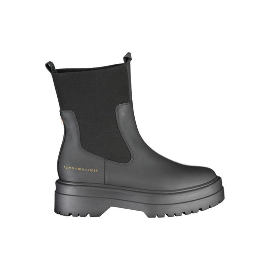 Black Leather Women Ankle Boot