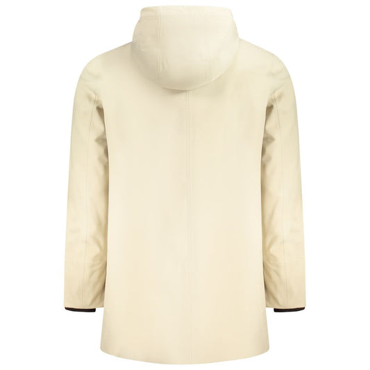 Beige Polyester Men Trench Coat