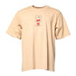 Beige Cotton Logo Print Crew Neck T-shirt