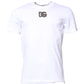 White Cotton DG Embroidery Crew Neck T-shirt