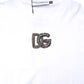 White Cotton DG Embroidery Crew Neck T-shirt