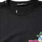 Black DG Floral Print Crew Neck T-shirt