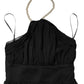 Black Tulle Pearl Sleeveless Long Gown Dress