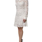 White Floral Lace Long Sleeves A-line Dress