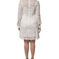 White Floral Lace Long Sleeves A-line Dress