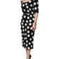 Black White Polka Dot Sheath Midi Dress