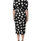 Black White Polka Dot Sheath Midi Dress