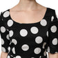 Black White Polka Dot Sheath Midi Dress