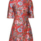 Red Floral Jacquard A-line Mini Dress